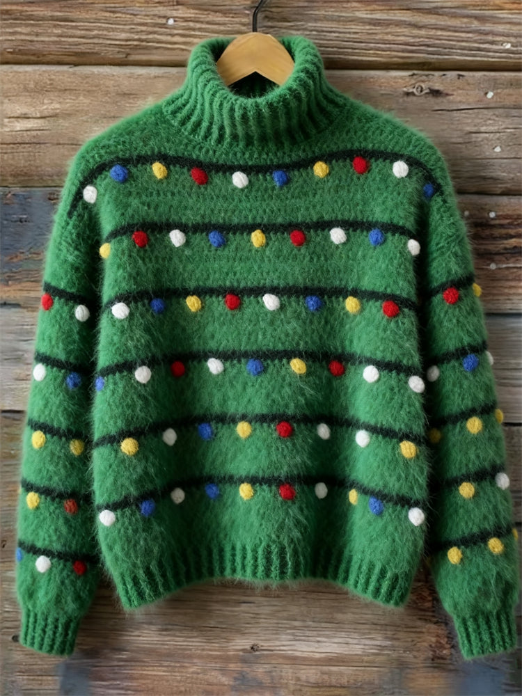 Lovely Christmas Colorful Lights Cozy Turtleneck Sweater artswardrobe