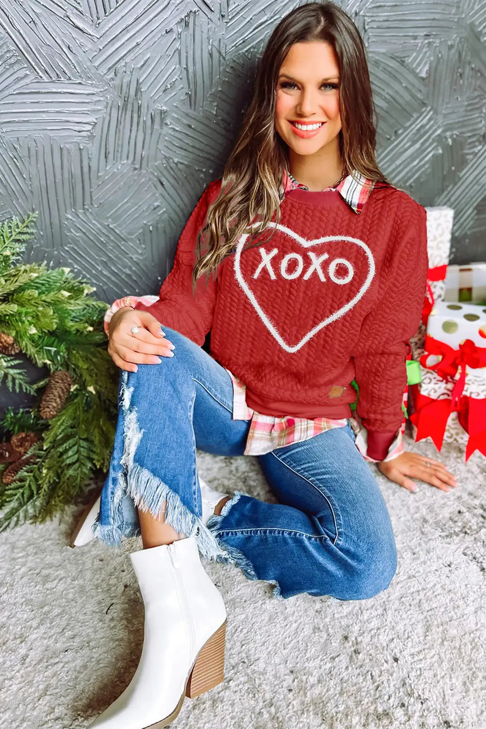 Racing Red Xoxo Chenille Sweatshirt