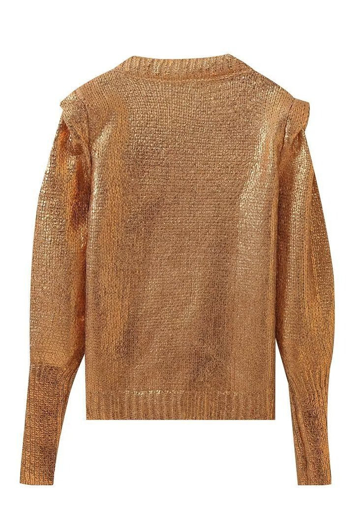 Paula Metallic Padded Knit Sweater