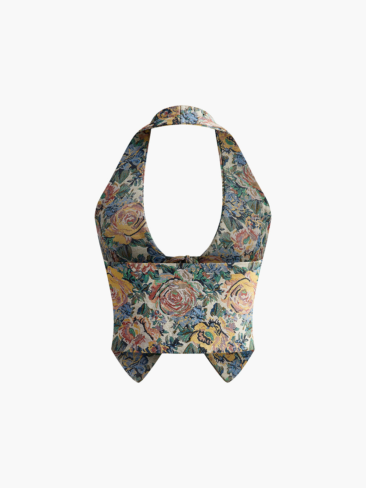 Printed Halter Tie Front Vest