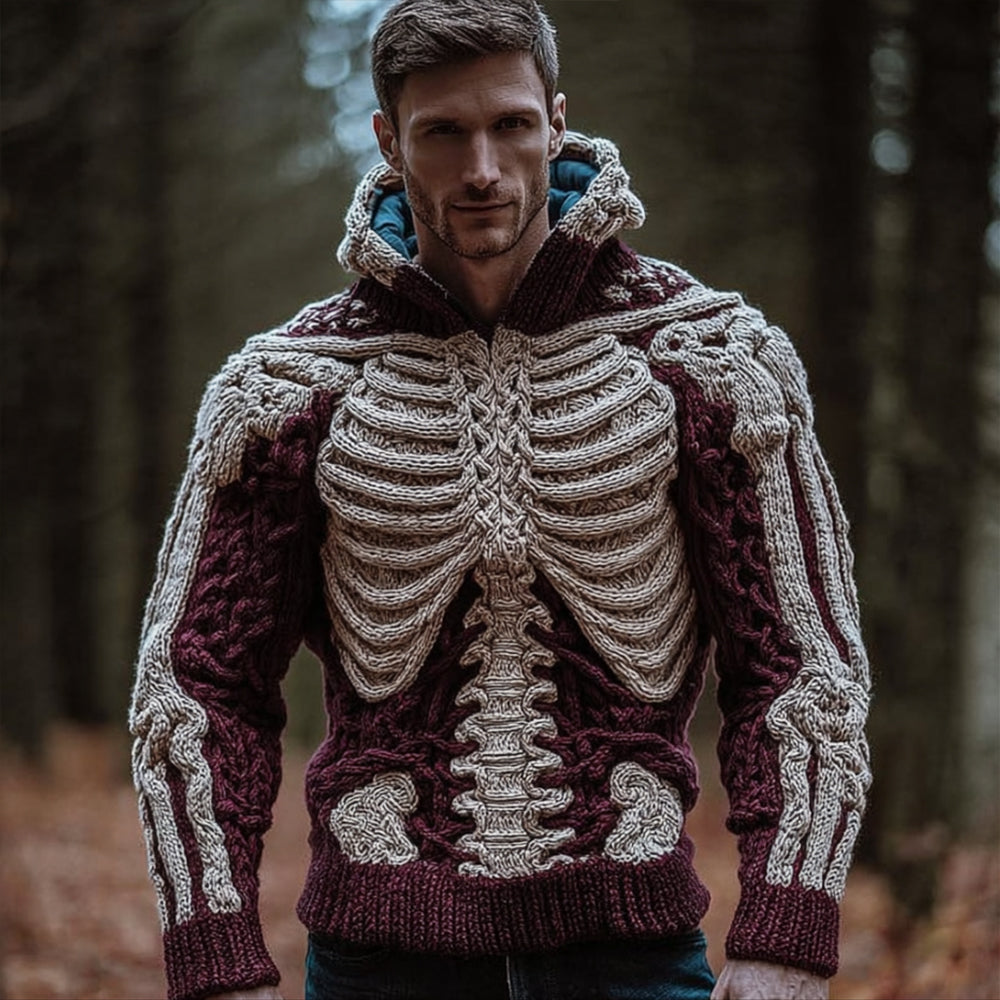 Halloween Anatomy Art Red Coarse Needle Hooded Sweater artswardrobe