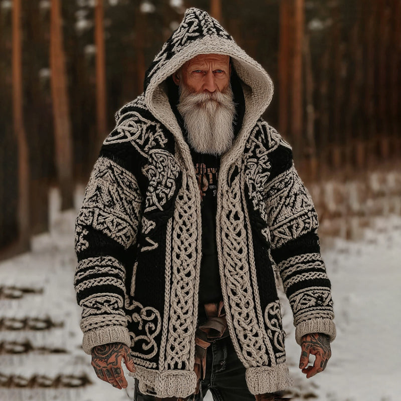 Men's Viking Celtic Zipper Cozy Hooded Sweater artswardrobe