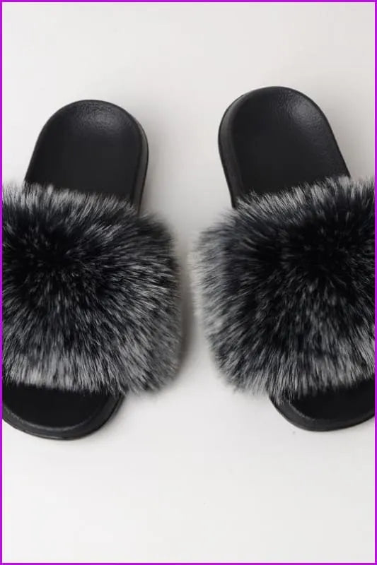 {5-7 Days Wait for Make} New Color Faux Fox Fur Slides F602