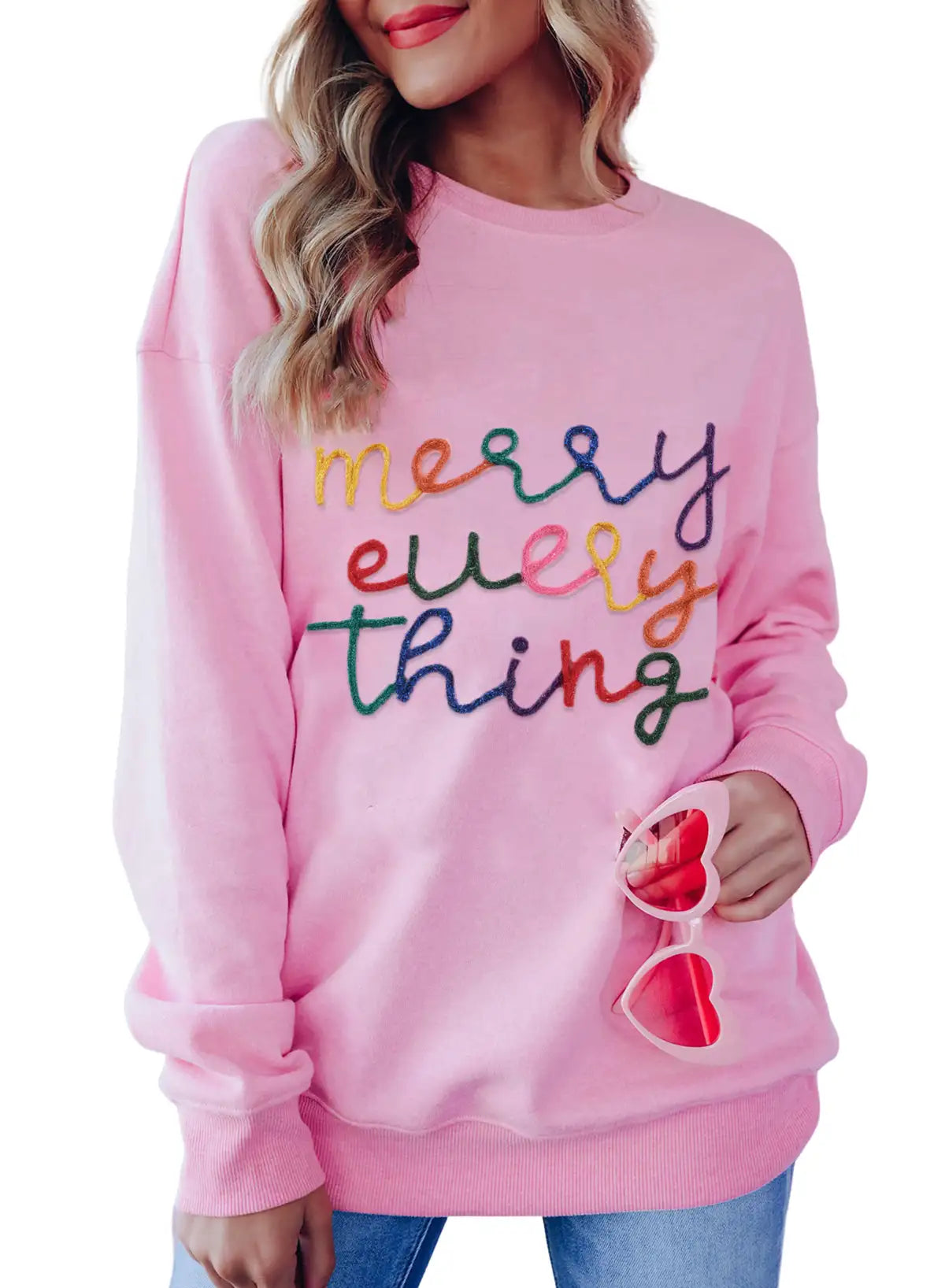 Peach Blossom Slogan Sweatshirt