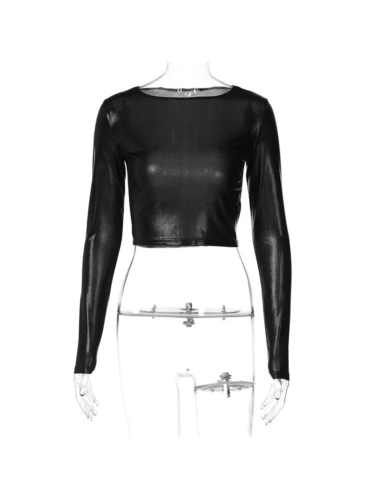 Spring Autumn Long Sleeve Party Club Crop Tops T Shirts Tees Items for Business