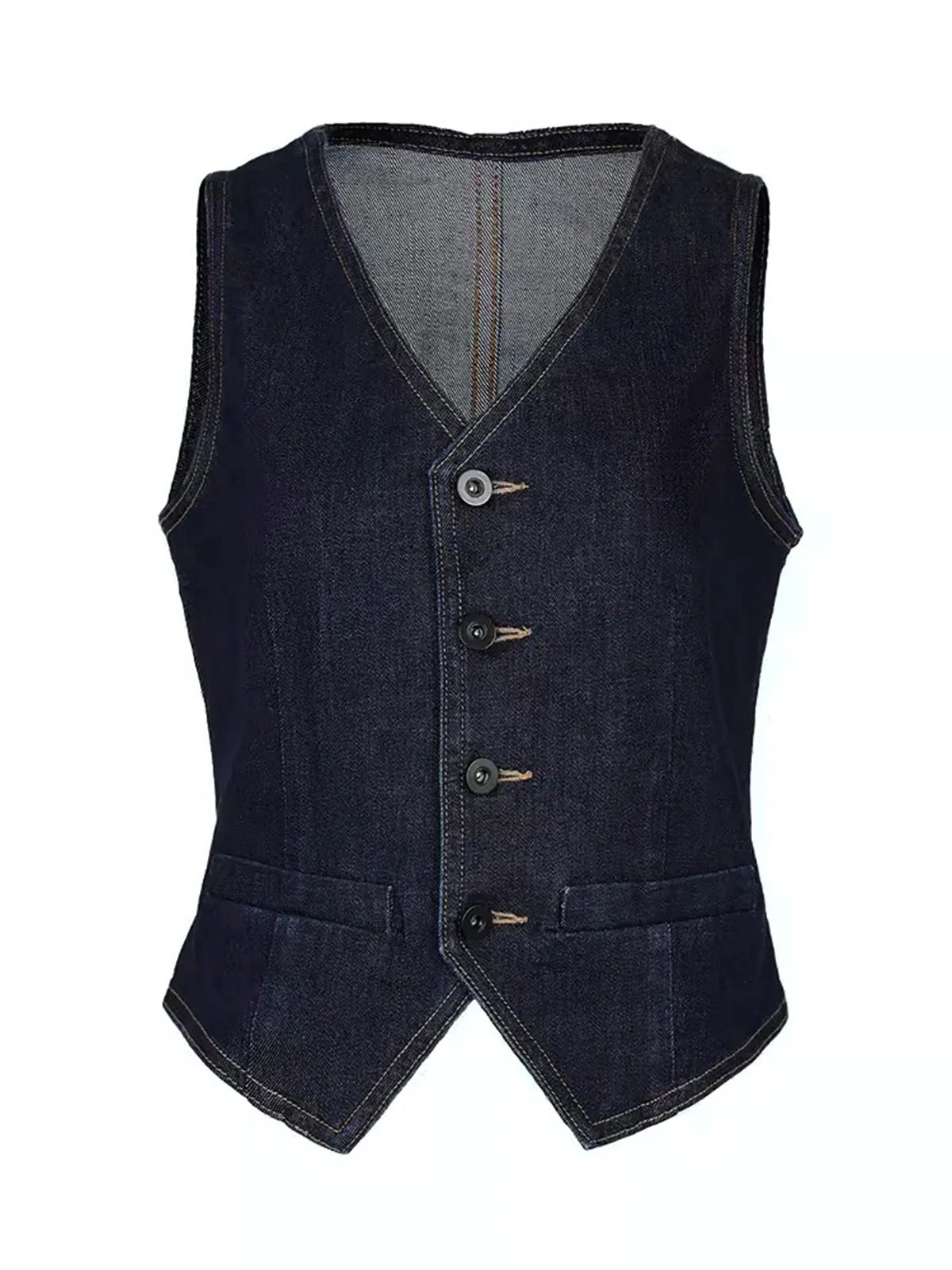 Denim Vest With Back Belt
