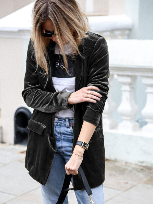 New Color Suit Cardigan Mid-length Jacket