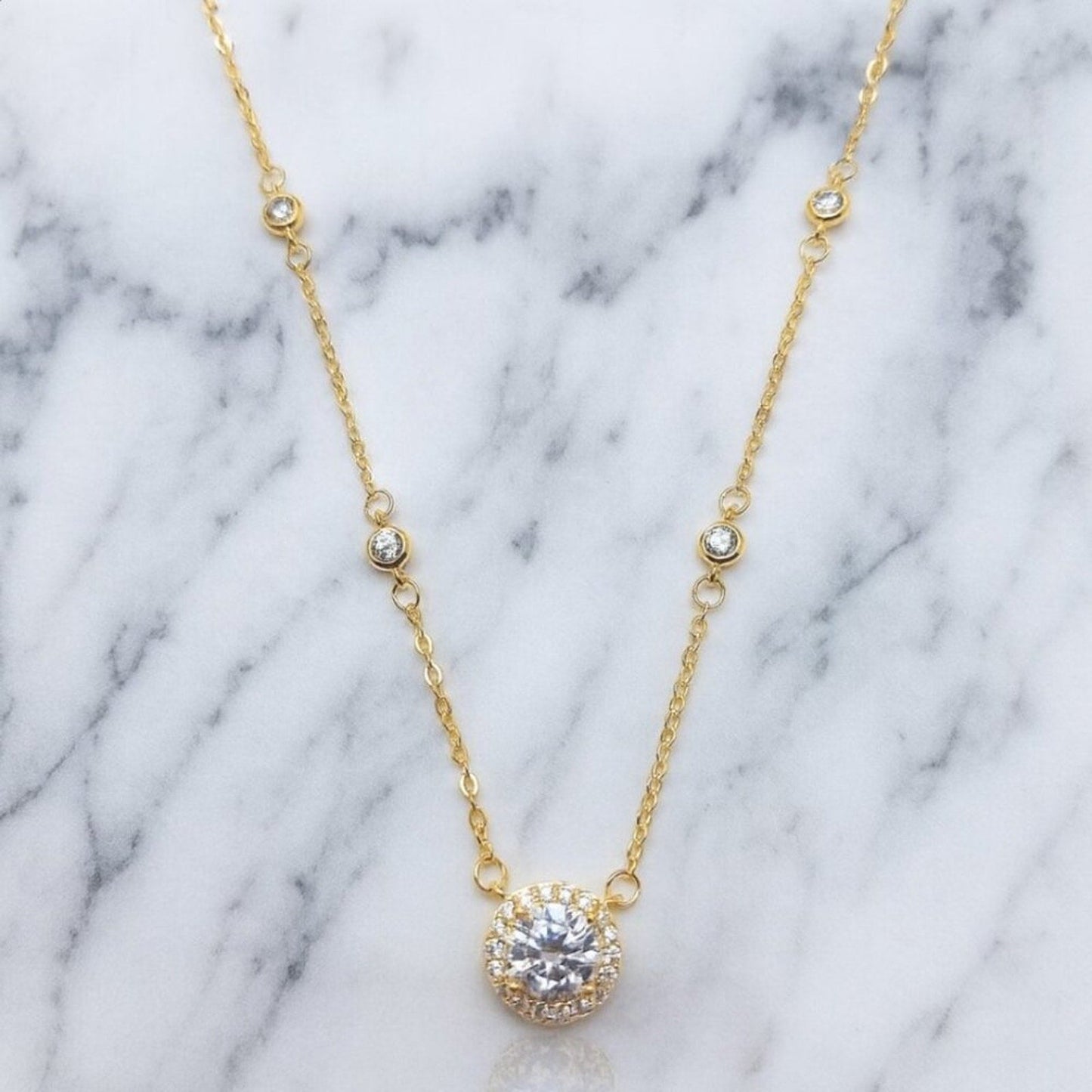 "camden" 925 Lab Diamond Gold Necklace