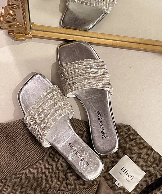 Yellow Zircon Splicing Slide Sandals Peep Toe Ap1014
