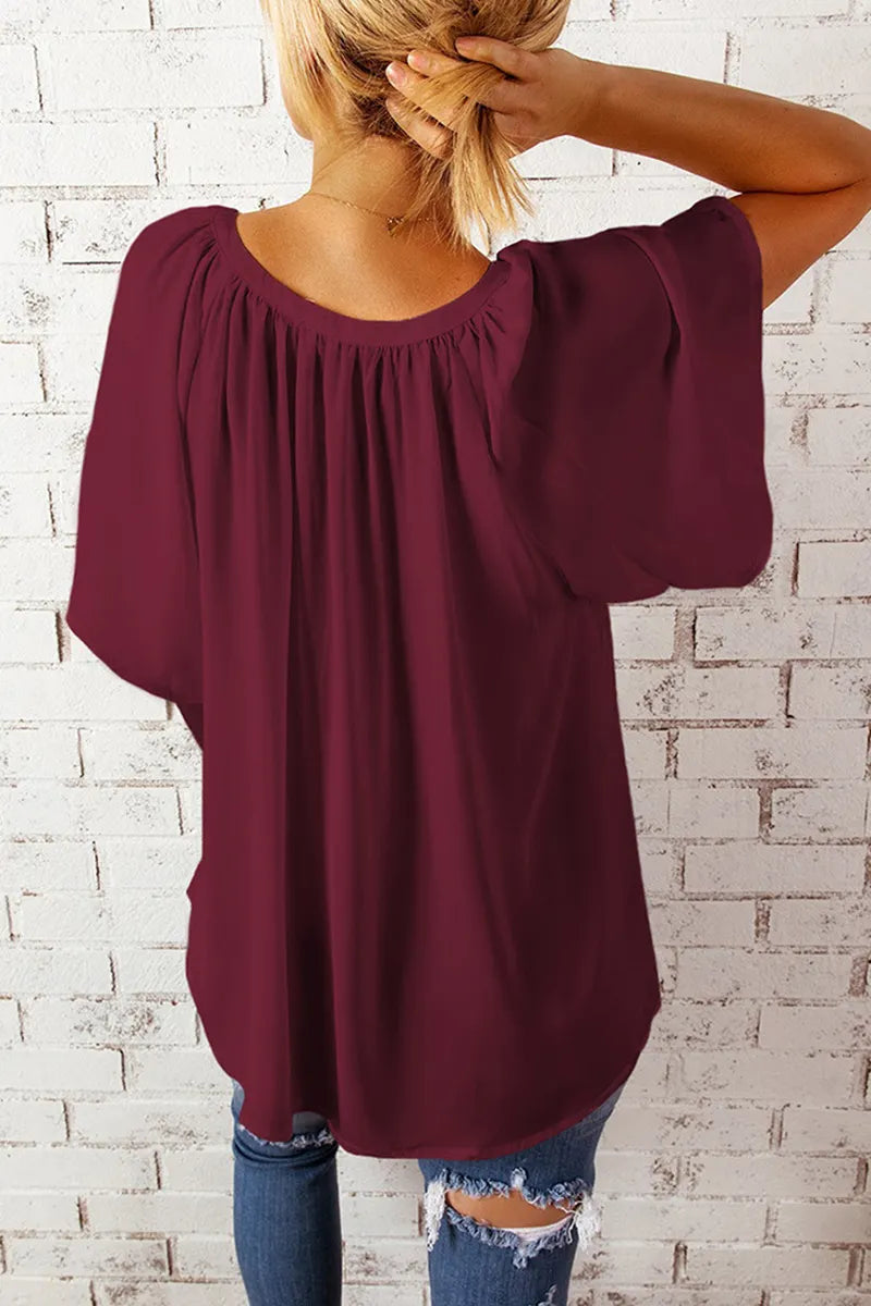 Split Joint V Neck T-shirts(6 Colors)