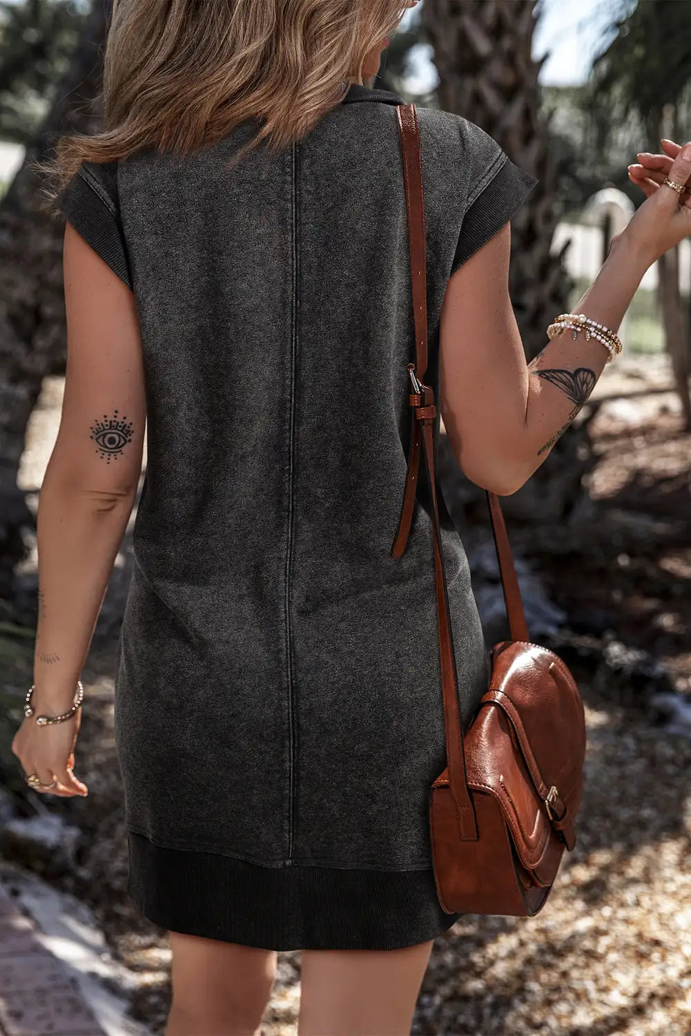 Black Quarter Zip Pocketed Sweatshirt Dress