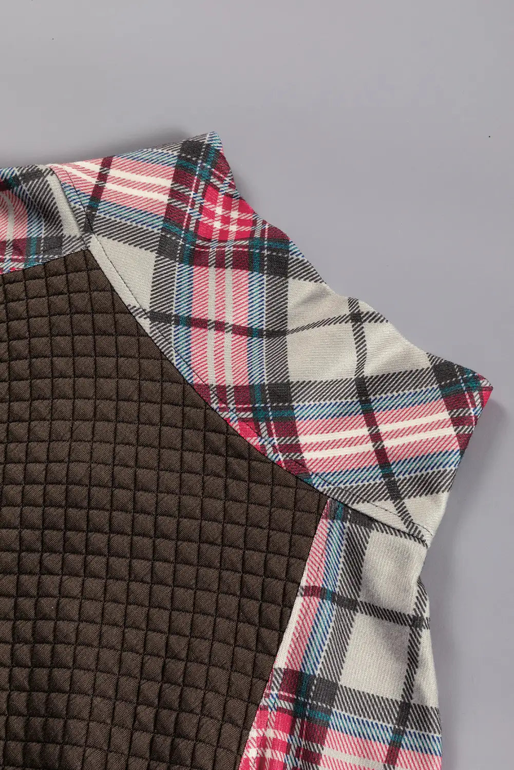 Khaki Plaid Patchwork Sweatshirt