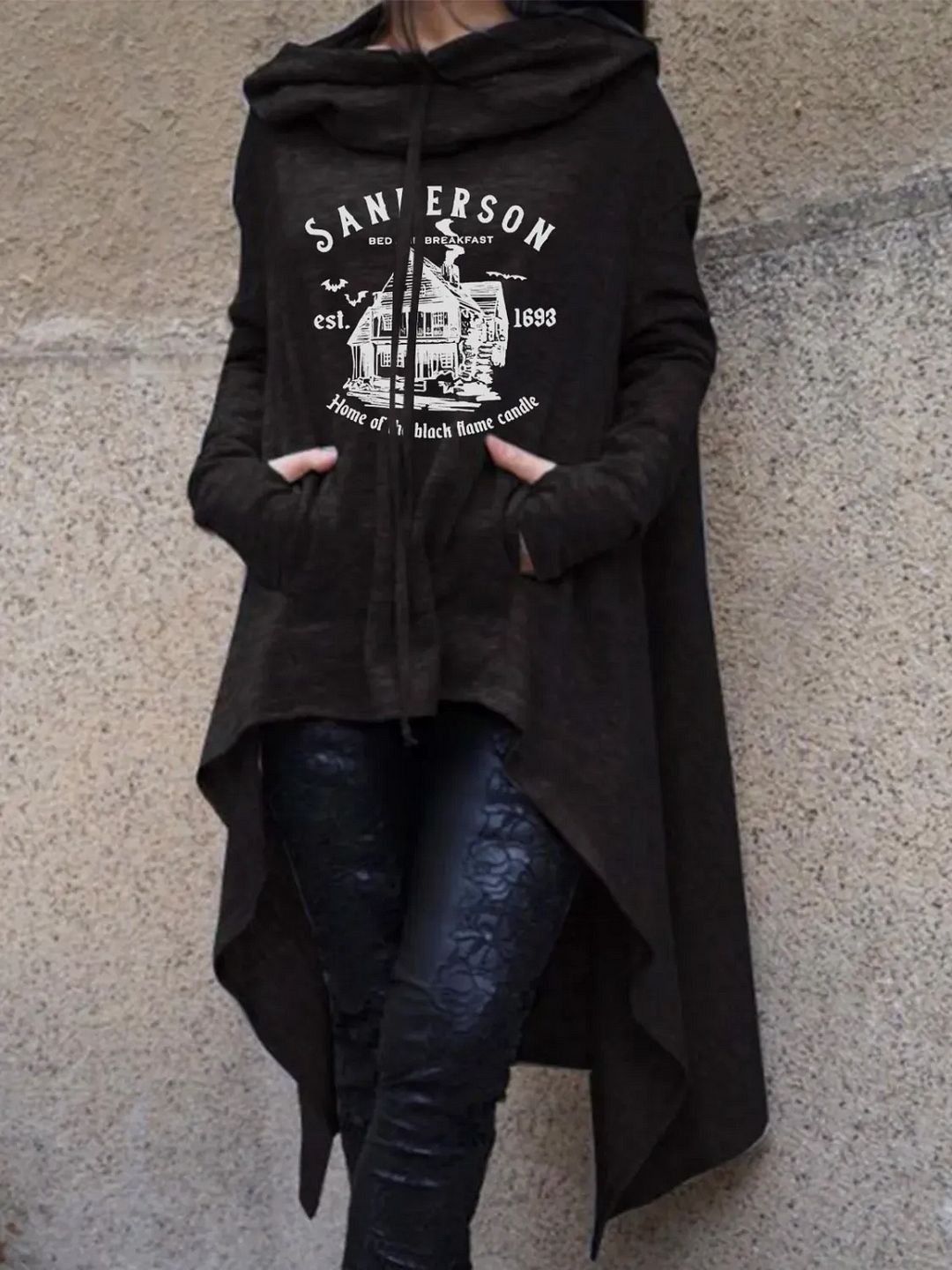 Halloween Print Irregular Long Sleeve Sweatshirt
