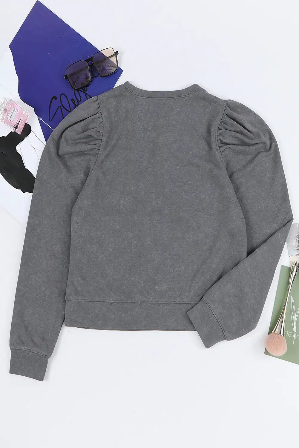Gray Puff Sleeve Sweatshirt