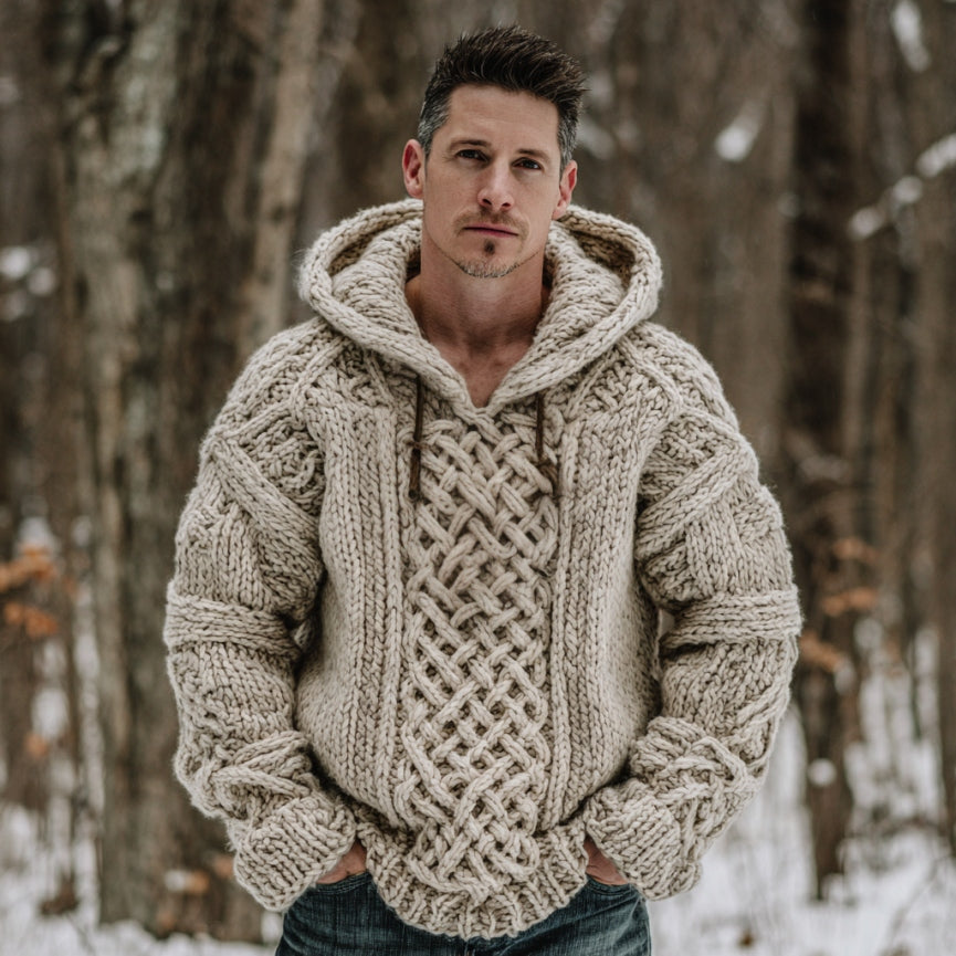 Vintage Fairman Island Jacquard Thick Warm Hooded Sweater artswardrobe