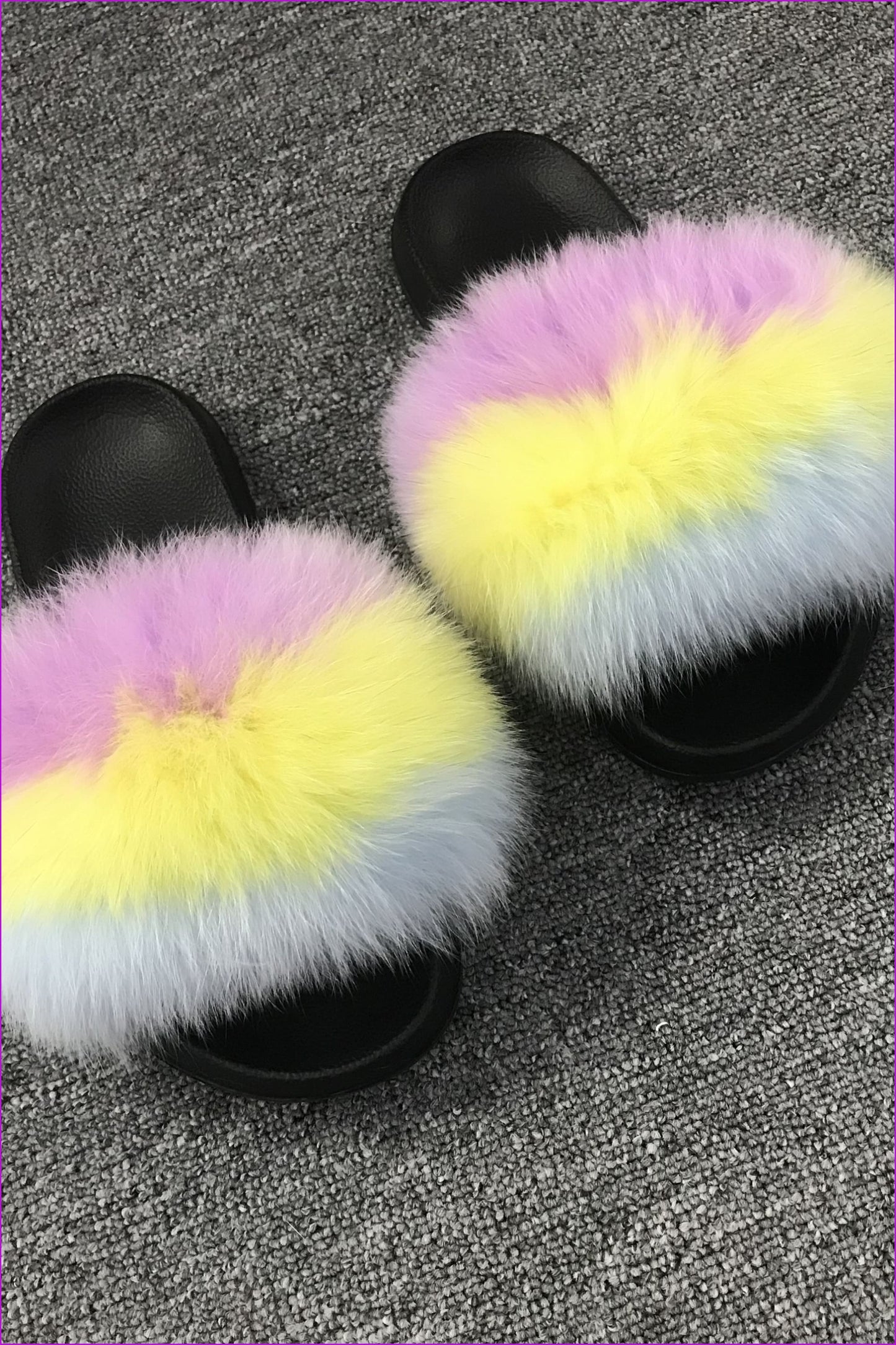 Candy Color Fox Fur Sliders Df003