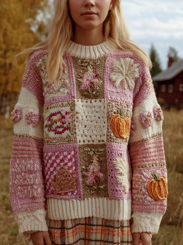 Women's Autumn/winter Thanksgiving Round Neck Warmth-giving Knit Sweater artswardrobe