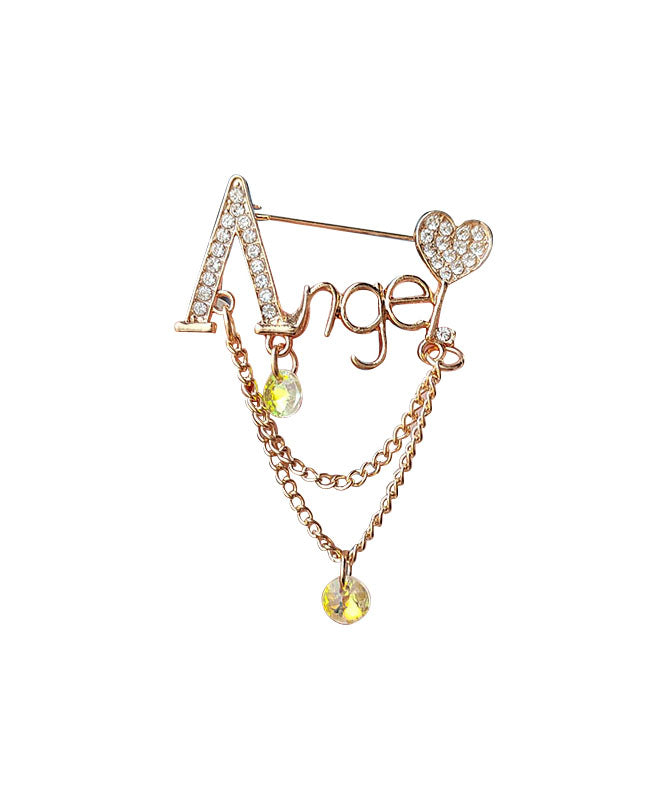 Alloy Inlaid Graphic Zircon Chain Tassel Brooches