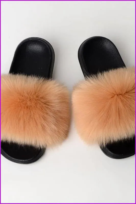{5-7 Days Wait for Make} New Color Faux Fox Fur Slides F602