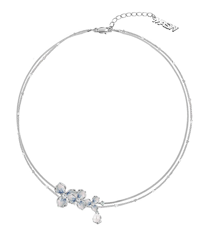 Silk Copper Alloy Zircon Pendant Necklace