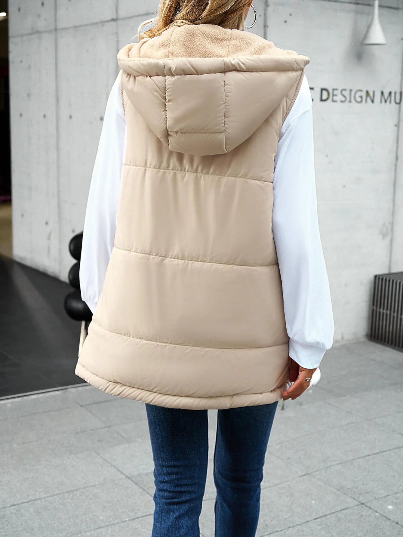 Fall and Forever Hooded Puffer Vest - Apricot