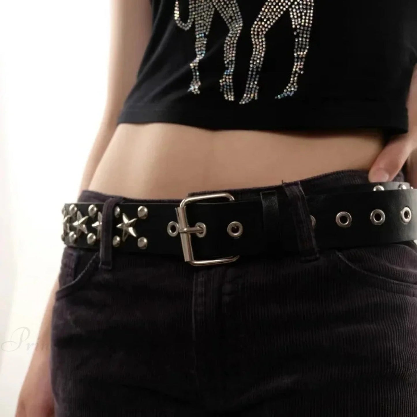 Gothic Punk Metal Rivet Star Belt