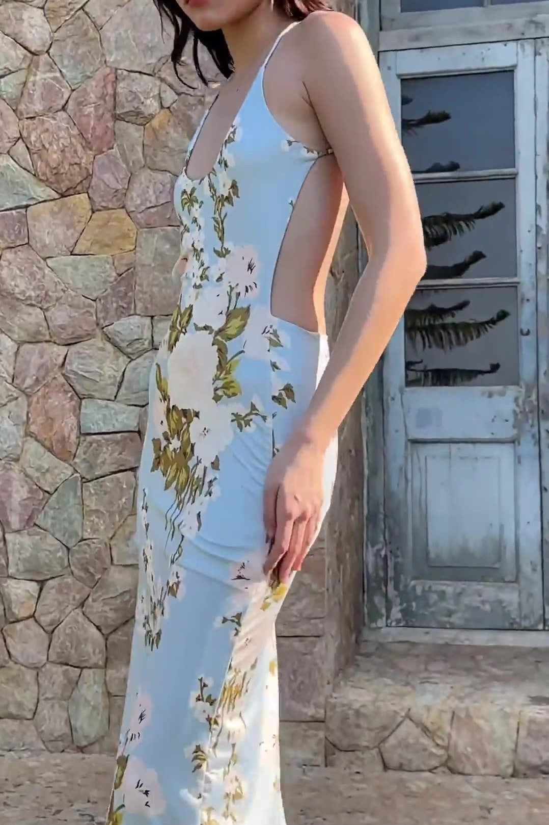 Knit Sleeveless Backless Maxi Dress