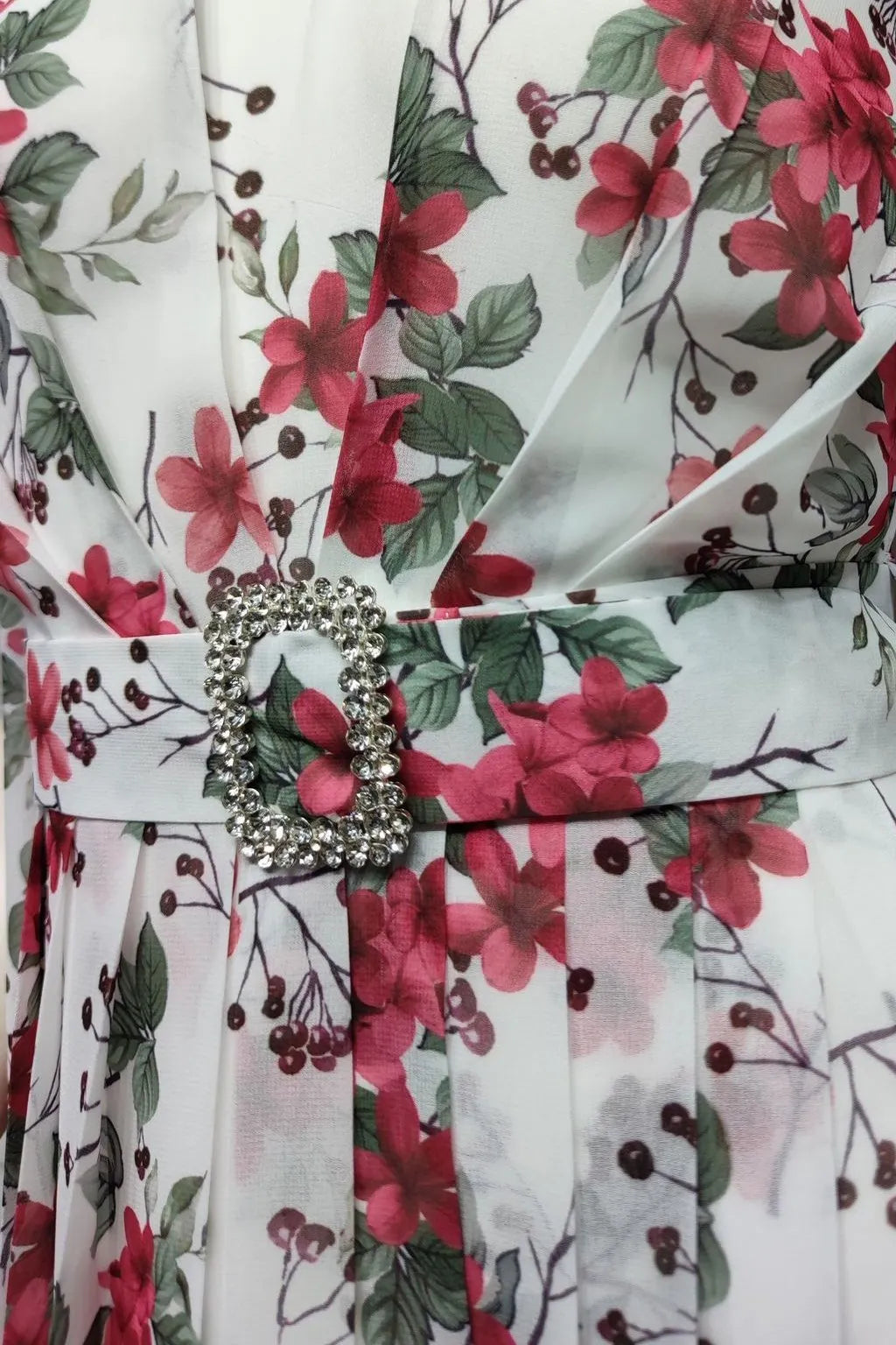 Clara Printed Off-shoulder Belted Maxi Dress
