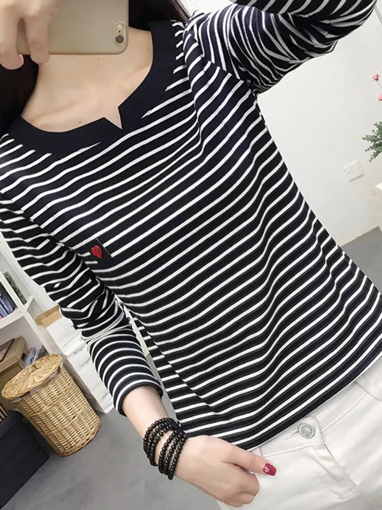 T-shirt Long Sleeve Korean Style Slim Basic Cotton Tshirt Top Clothing Autumn Winter T Shirt Femme