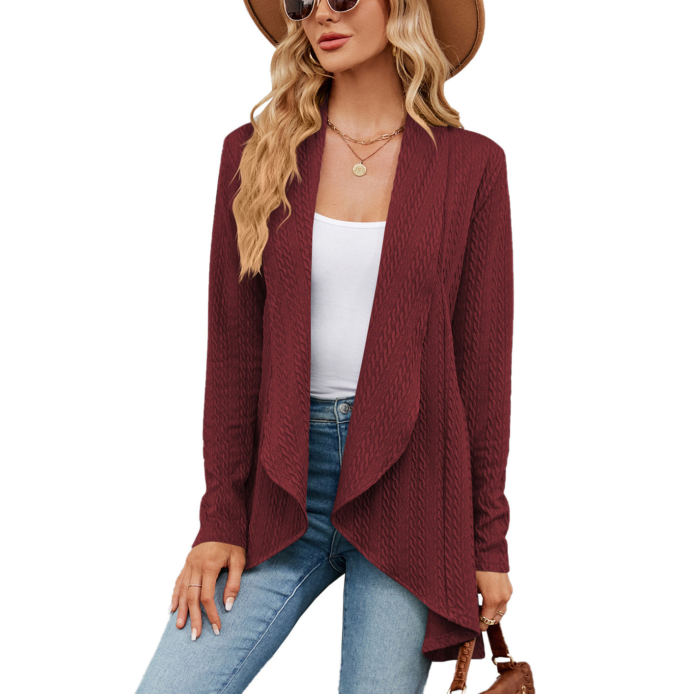 Autumn Winter Long Sleeve Color Loose Cardigan Top Knitting Coat