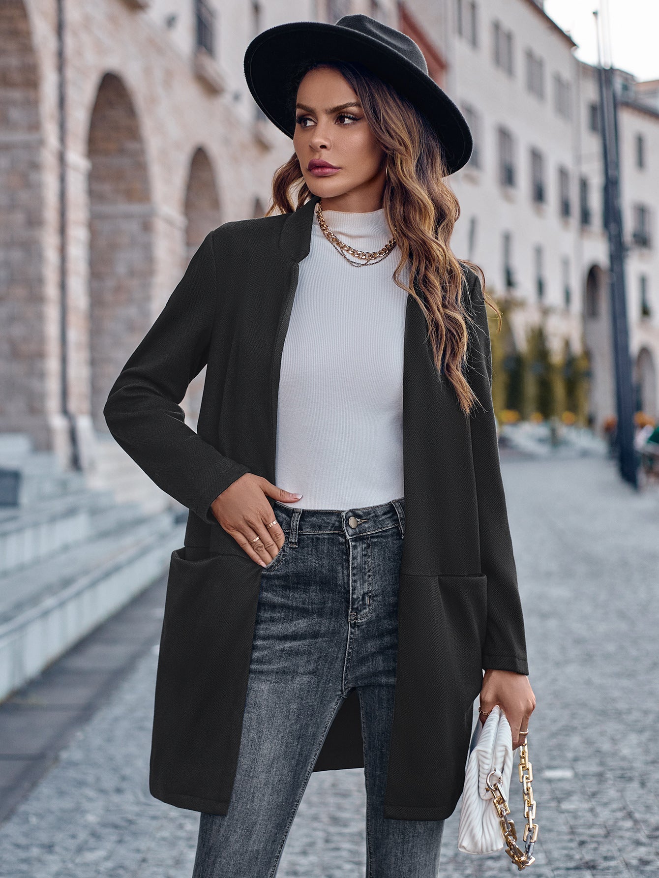 Winter Clothing Cardigan Stand Collar Color All Matching Medium Coat