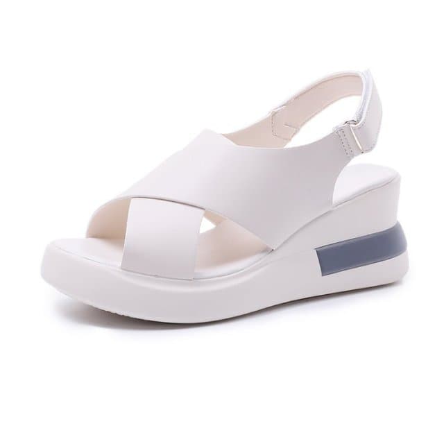 Wedge Shoes for Sandals Color Open Toe High Heels Buckle Strap Female Sandalias