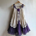Vintage Violet Lace Floral Embroidery Art Tank Midi Dress elevenforest