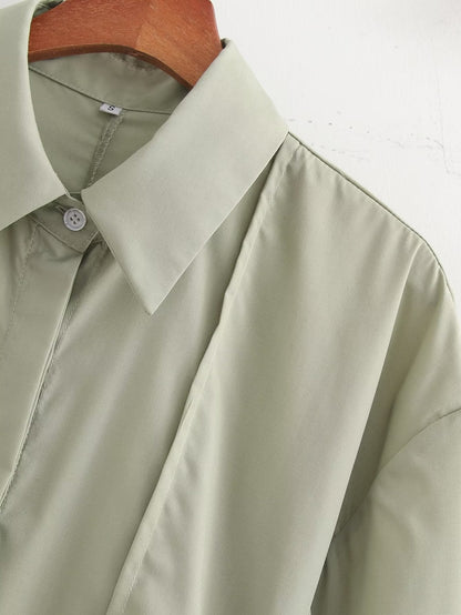 Niche Design Pinch Pleated Cardigan Blouse
