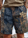 Western Bohemian Style Plant And Flower Pattern Retro Cotton And Linen Loose Wide-leg Shorts elevenforest
