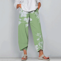 Comstylish Retro Vintage Floral Art Pattern Cropped Casual Pants