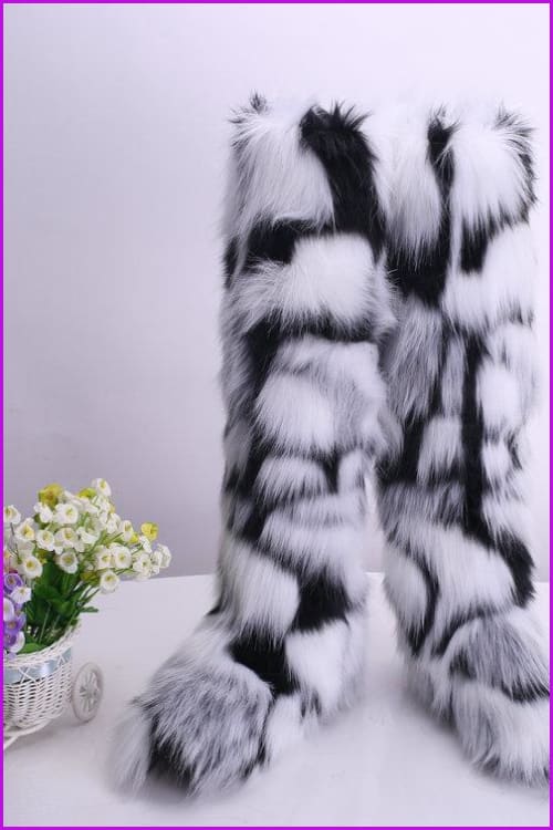 [pre-] 12 Colors Faux Fur Over Knee Boots F373