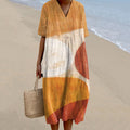 Vintage Color Block Geometric Pattern Women'S Dress elevenforest