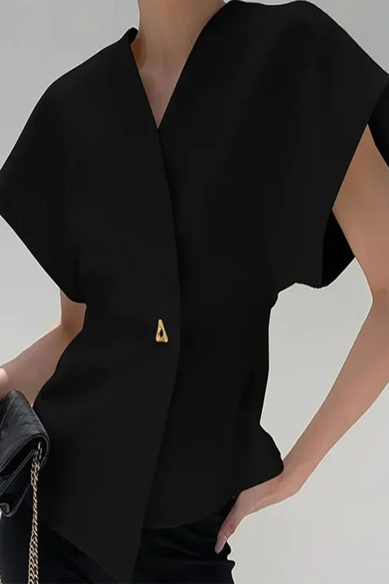 Color Metal Accessories Trim V Neck Waistcoats