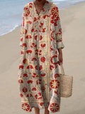 Women's Symmetrical Art Flowers Print Casual Dress