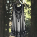 Vintage Mystical Viking Raven Embroidered Linen Tank Dress elevenforest