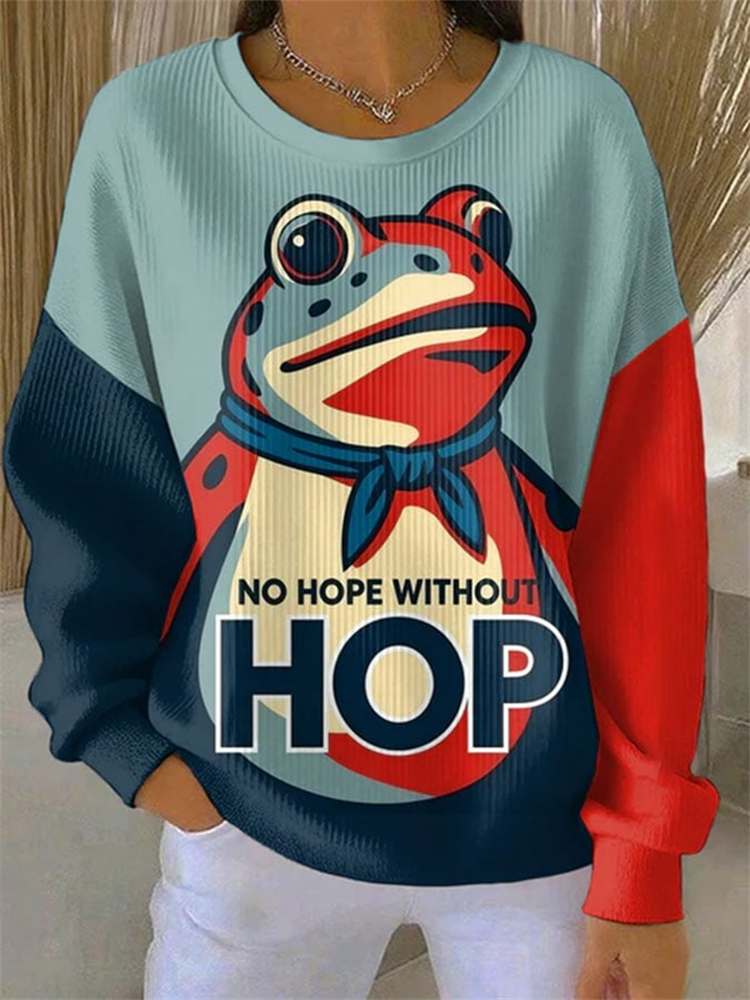 Comstylish Women's Fdt No Hope Without Hop Frog Crew Neck Long Sleeve Top