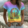 Comstylish Walk For Peace Aloka Dog In Hippie Tie Dye Art Print T-shirt