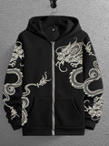 Men's Ancient Dragon Japanese Embroidered Full Zip Hoodie elevenforest