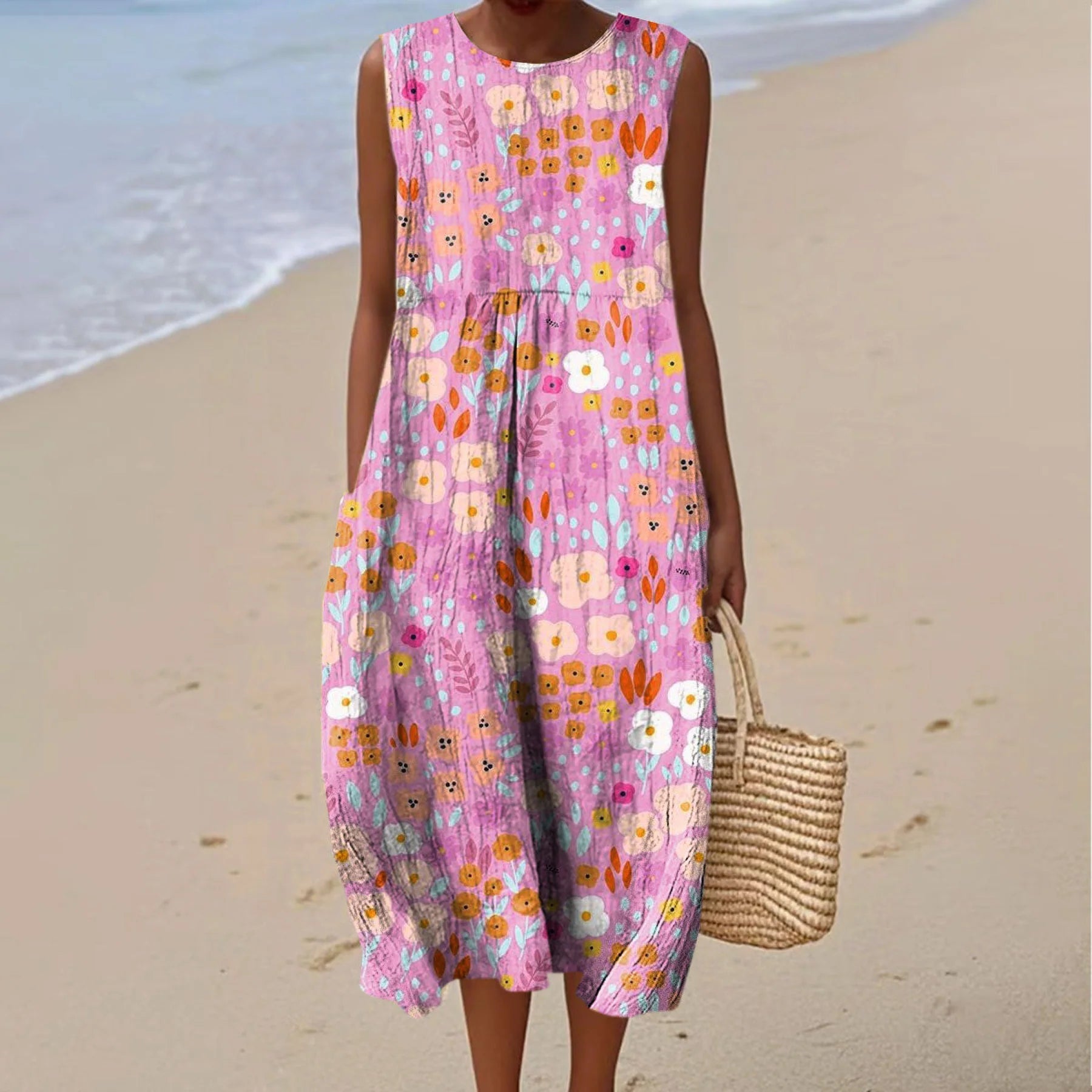 Women's Vintage Floral Art Print Casual Dress elevenforest