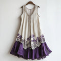 Vintage Lace Floral Embroidery Patchwork Art Tank Midi Dress elevenforest