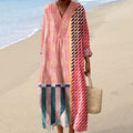 Comstylish Women's Abstract Colorful Geometric Art Print Cozy Dress