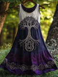 Vintage Tree Of Life Embroidered Gradient Linen Maxi Dress elevenforest