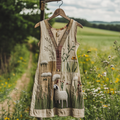 Women's Vintage Sheep And Grass Floral Print V-neck Dress elevenforest