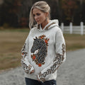Comstylish Women's Retro Celtic Horse And Floral Pattern Comfortable Hooded Sweater